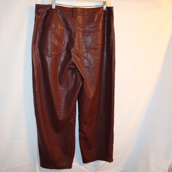 Anthropologie Pilcro The Breaker Cropped Faux Leather Pants in Wine Size 32 - Picture 7 of 14
